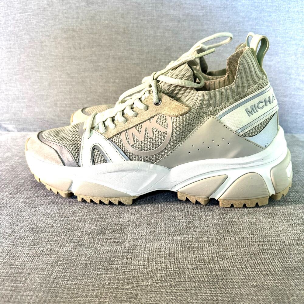 Michael Kors Lucas Trainer Sneakers Men's Size 9.5 Tan White Green - Picture 2 of 8